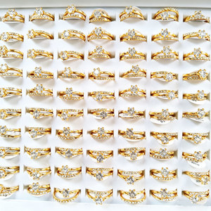 KC Gold Plated Double Layer Cubic Zirconia <b>Rings</b> Shiny CZ Inlaid Thin Band <b>Couple</b> Promise Finger <b>Rings</b> - Product Image 5