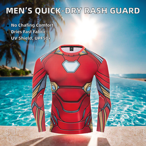 Rashguard à manches courtes de haute qualité, respirant, imprimé par transfert thermique pour hommes - Protection UV UPF50+, séchage rapide, anti-frottement - Product Image 5