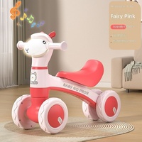 Vélo d'équilibre pour enfants avec pédales pour 2-4 ans, construction en acier, fonction musique et éclairage, quatre roues, ceinture, pour apprendre à marcher
