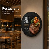 Solution personnalisée OEM ODM pour écran LCD rond de 15,7 pouces pour la réception d'hôtel, la publicité commerciale et les projets d'affichage