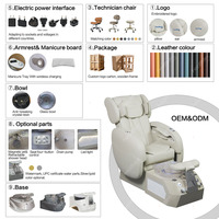 Mobilier de salon de manucure Healthtec, livraison directe d'usine, base en fibre de verre, fauteuil de massage pour manucure et pédicure