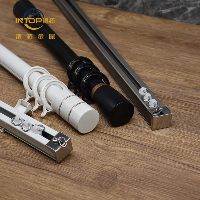 New designs aluminium alloy ivory white/black curtain rod and roller blind tubes