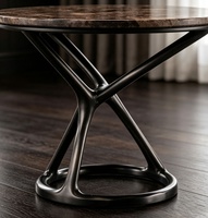 Table d'appoint en bronze noir italien, table d'angle moderne de luxe avec plateau en marbre, meuble durable pour salon, décoration intérieure, table d'appoint décorative