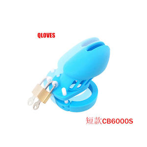 <span class=keywords><strong>CB6000s</strong></span> BLS FAAK Blocage Masturbation Masculine Court Chasteté Mâle Bleu Couleur Forme de Gode gode Cage Silicone Mâle Dispositif De Chasteté - Product Image 5