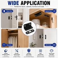 Serrure magnétique universelle sans perçage pour tiroir coulissant, en acier inoxydable 304, forte force magnétique, noir/argent, pour porte d'armoire