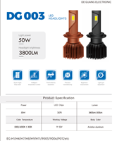 Ampoule de phare LED super lumineuse DG003 50W, vente en gros, H4, Canbus Plug & Play, éclairage automobile
