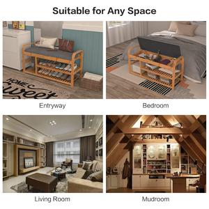 Bamboo <b>Shoe</b> <b>Rack</b> Bench With Seat Minimalist Design Freestanding Entryway <b>Storage</b> For Adults And Elderly - Product Image 3