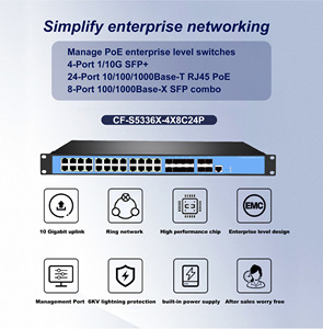 Cf fiberlink Nhà Máy Giá 1000Mbps 24 cổng PoE SNMP 128Gbps L3 L2 Quản Lý 10 gam SFP <span class=keywords><strong>ethernet</strong></span> PoE mạng chuyển đổi với chức năng QoS - Product Image 2