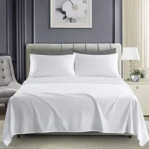 Factory Wholesale Microfiber Polyester Bedding Set 4 Piece White Bed Sheet Hotel Hospital Linen