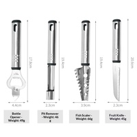 Ensemble d'ustensiles de cuisine en acier inoxydable, outils de cuisson multifonctions, éplucheur, fouet, ouvre-boîte, couteau à fruits, kit pour la maison
