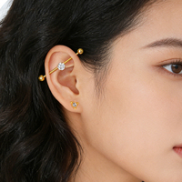 Perhiasan Barbell Industri Model Terbaru, Anti Alergi, Bahan Stainless Steel, Motif Ular Bunga, Berhiaskan Cubic Zirconia, untuk Tindik Telinga dan Tubuh