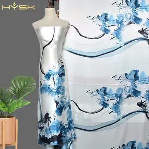 100% Mulberry natural Silk Satin Fabrics Soft Charmeuse Cloth lotus Evening Meter floral print pattern suzhou for dress