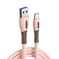 Kabel USB-A ke Type-C dengan Pelindung Silikon Cair, Pengisian Cepat 3A, Kabel Data dengan Desain Warna Kontras untuk Komputer dan Kamera