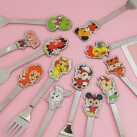 Cuillère Fourchette Couverts en Acier Inoxydable Paquet Cadeau Cuillère 12 Animaux Ensembles de Vaisselle Logo Personnalisé