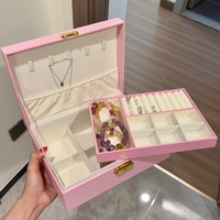 Nouvelle conception très vendue : Boîte de rangement double couche de luxe pour bracelets, boucles d'oreilles, colliers et bagues – Organisateur de bijoux