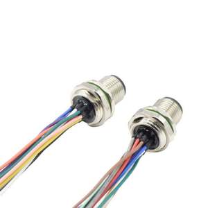 M12 Fabricant 12 Broches A Code IP67 Étanche Circulaire Industrielle Avant Fixé Mâle Prise Montage Sur Panneau Connecteur avec Fil - Product Image 5