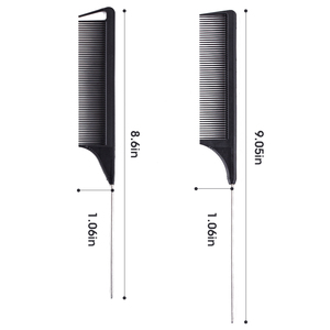 Peine de peluquería profesional Leeons de marca privada, antiestático de carbono, con púas finas y dientes delgados, de plástico y acero inoxidable. - Product Image 2