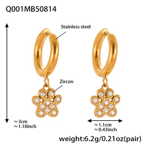 Boucles d'oreilles ZSZL en acier inoxydable plaqué or 18 carats PVD, imperméables, non ternies, avec motif patte d'ours et zircon 5A - Product Image 6
