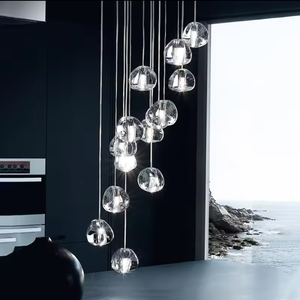 Lámpara Colgante de Lujo con Múltiples Luces LED, Esfera Espiral de Cristal, Burbujas Largas, para Escaleras y Techos - Product Image 1