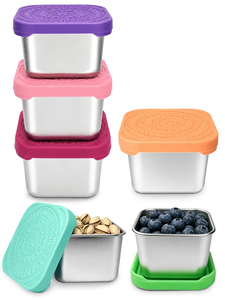 Contenedor Apilable de Acero Inoxidable de 6oz para Alimentos, con Tapa de Silicona, para Niños, para Ensaladas, Dulces, Mantequilla, Frutas, Venta al Por Mayor - Product Image 1