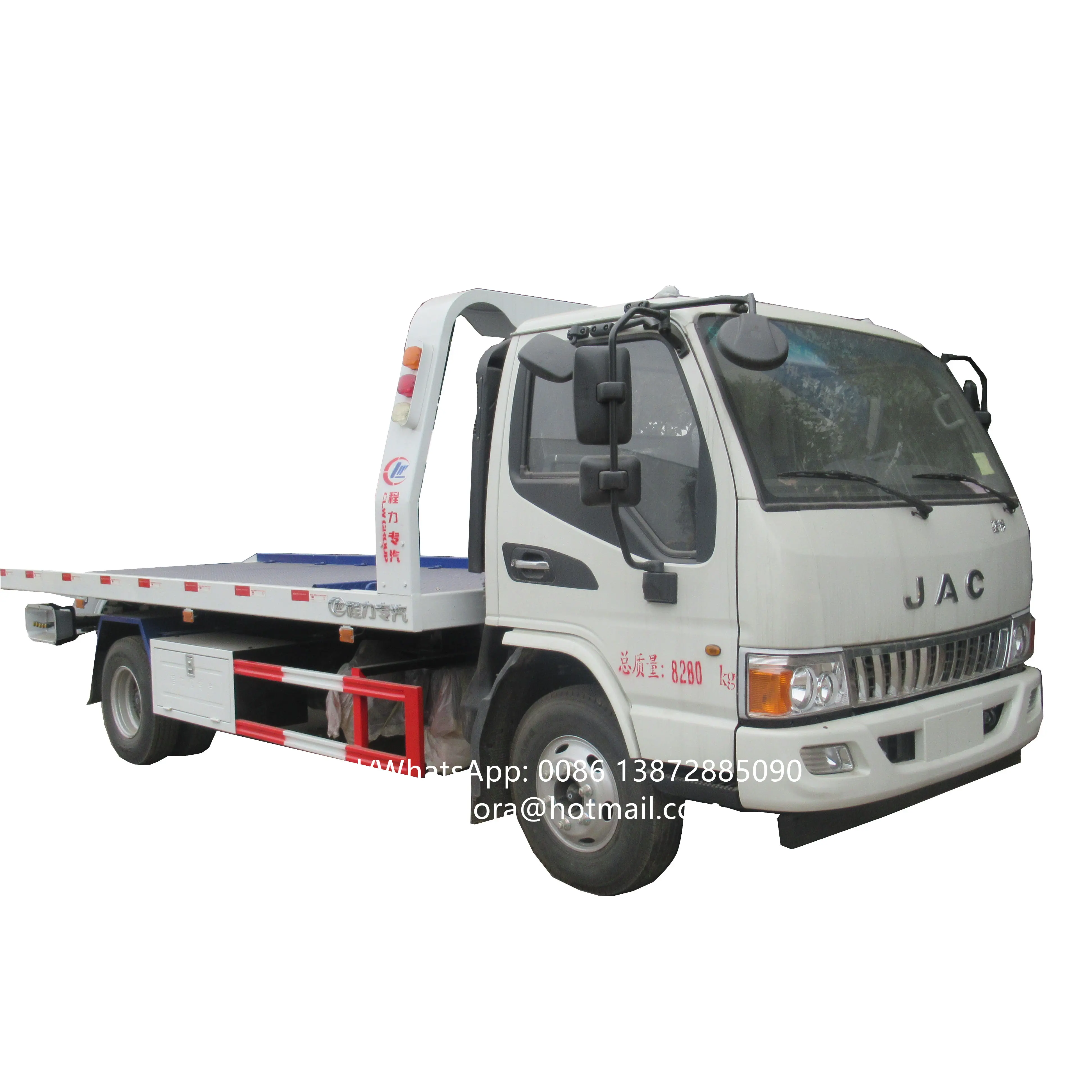 JAC auto carrier towing truck, sleepwagen wrecker bovenste onderdelen, wrecker tilt lade truck