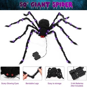 Décoration d'araignée lumineuse en plastique pour Halloween, accessoires de simulation pour maison hantée et bar extérieur - Product Image 4