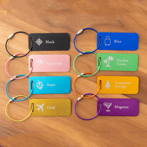 Logotipo personalizado, etiqueta para bolsa <span class=keywords><strong>en</strong></span> blanco grabada, oro rosa, azul, verde, recuerdo de boda, tripulación de crucero, viaje, etiqueta de equipaje de aluminio y Metal personalizada - Product Image 3