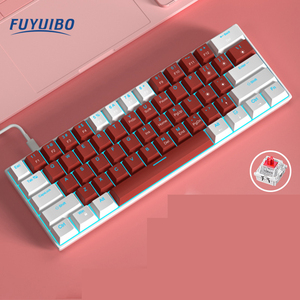 Teclado mecánico para juegos 60 por ciento Mini teclado blanco duradero ergonómico para juegos con interruptores rojos - Product Image 1