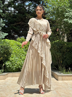 Robe plissée élégante vintage pour femme, design turc musulman, robes à volants en cascade, robe de soirée plissée, robe maxi élégante