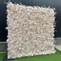 Dinding Latar Belakang Bunga Sutra Buatan Realistis 8ft untuk Tempat Foto Pernikahan Hotel & Acara - Desain Bunga 5D Tersedia Grosir