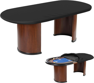 Wholesale Oval Poker <b>Table</b> Cover <b>Card</b> <b>Table</b> Cover with Adjustable Elastic and Buckle Waterproof Oxford Fabric 96"L x 44"W Black - Product Image 1