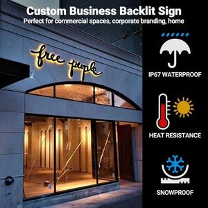 Custom Business Backlit Signage 3D <b>LED</b> Reverse Channel Letters Illuminated Logo <b>Sign</b> for Storefront Office Salon Cafe Studio - Product Image 3