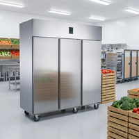Réfrigérateur commercial vertical à refroidissement par air, grande capacité, température unique, 3 portes, dégivrage automatique, équipement de cuisine pour restaurant