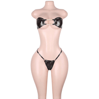 Tenues de scène pour adultes, costumes de club, ensembles de vêtements de performance en similicuir verni à logo personnalisé, deux pièces