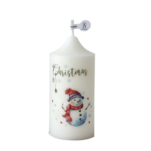 Christmas Printed Pillar Scented <b>Candle</b> Snowman Pattern Cylinder Wax <b>Candle</b> for Xmas Table Home Decor - Product Image 6