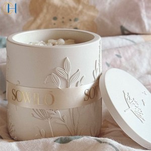 C & H Vente en gros de bougies en céramique gaufrée faite à la main avec fleur de <span class=keywords><strong>soleil</strong></span> Bougies parfumées de longue durée avec logo gravé - Product Image 3