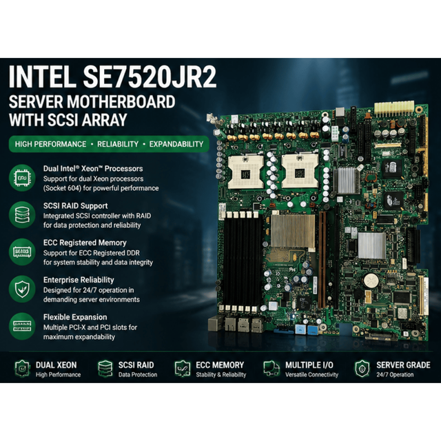 For Intel SE7520JR2 Server Motherboard 6 DDR2 ECC Slots Dual Gigabit LAN ATI Rage XL VGA For SR2400 Rack Server