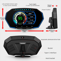 WiiYii 4,5 Zoll TFT Großbildschirm F11 HUD mit Wassertemperaturanzeige & Uhr OBD+GPS OBD-Anzeige für Universelle Autos LKWs Busse
