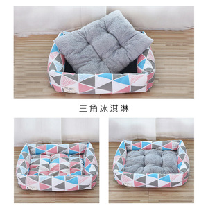 Coussin pour chien rectangulaire en lin épais double face, respirant, avec rembourrage en fibre de polyester, pour chiens, chats et autres animaux de compagnie - Product Image 4