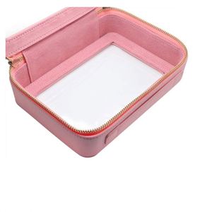 Luxury Zipper Square Cushion <b>Lipstick</b> Case-Nylon PU Lady Large Capacity Travel Cosmetic Organizer Transparent Makeup Case - Product Image 2