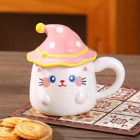 Nouvelle Tasse à Café en Céramique Écologique Personnalisée avec Motif de Chat Magique, Style Cartoon, avec Poignée, Souvenir Créatif pour Animaux de Compagnie