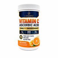 Poudre de Vitamine C (Acide L-Ascorbique) Premium 500g, 500 Doses, Testée en Laboratoire, Sans OGM, Favorise la Synthèse du Collagène, Antioxydant, Améliore