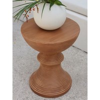 Meja Kopi Samping Desain Nordik Vintage Warna Kayu Alami Minimalis Modern dengan Permukaan Kaca Stainless Steel Motif Kayu