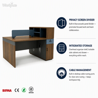 Escritorio de Oficina Moderno y Ecológico para Uso Comercial, con Pantalla de Privacidad, Acabado en Madera, Cajón Superior de PVC, Certificado BIFMA, para el Hogar