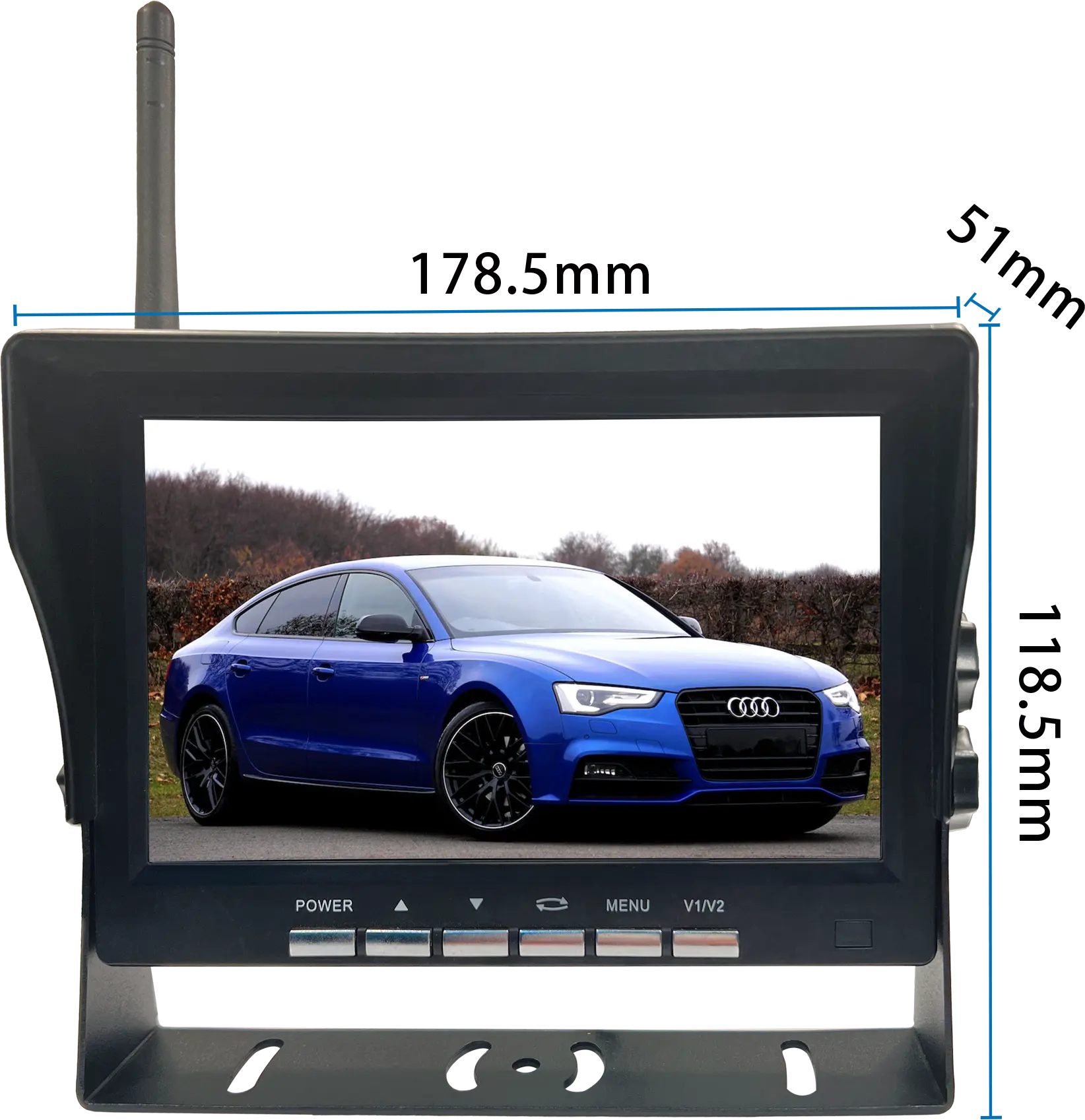 자동차 버스 차량 트럭 용 7 인치 쿼드 HD IPS 화면 무선 대시 카메라 시스템 역 보조 모니터