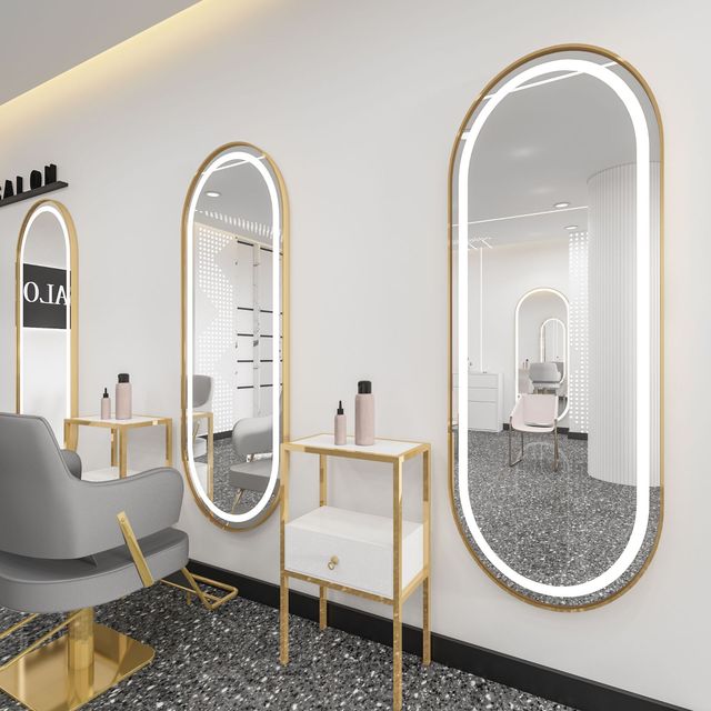 Barber Shop Mirror Net Celebrity Hairdressing Mirror Hair Salon Simple Lighted Single-sided Mirror ZY-MS112