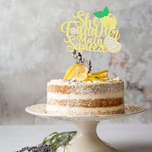 1 unidad de decoración para pastel con la frase 'She Found Her Main Squeeze' y purpurina, para fiesta de despedida de soltera, boda y compromiso con temática de limón - Product Image 5