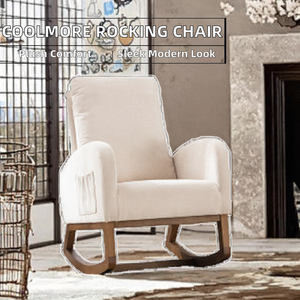 COOLMORE Modern Leisure Home Life Upholstered <b>Reclining</b> Rocking Sofa Chair with Wood Frame for Living Room and Home Office - Product Image 2