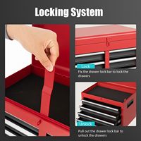 PULAGE Armoire à outils roulante à 5 tiroirs-Doublure de boîte à outils supérieure détachable Étagères réglables Mécanisme de verrouillage