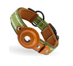 Collar de Lujo para Perro con Soporte de Cuero Reflectante para Apple AirTag, Diseño de Logotipo Personalizado, Ajustable y Duradero para Perros y Gatos - Product Image 1